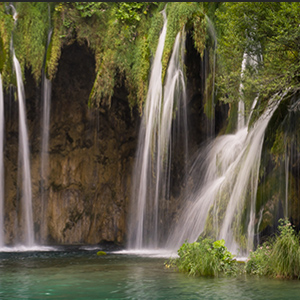 Waterfalls and lakes in Plitvice jezera national park, Croatia.